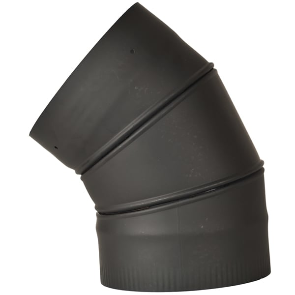 8" Premium Single Wall Black Stove Pipe45º Adjustable Elbow Woodland Direct