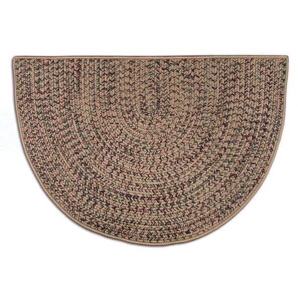 Beige - 4' Multi-Colored Braided Fireplace Hearth Rug | Woodland Direct