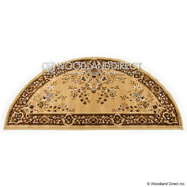 Beige Oriental 56"x26" Half Round Wool Fireplace Hearth Rug Woodland
