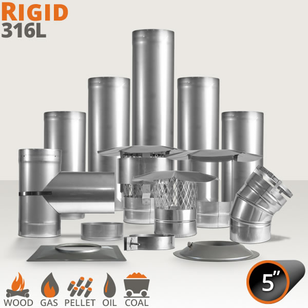Ventis 316L Custom Rigid Chimney Liner 5" Woodland Direct