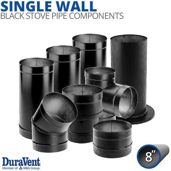8" Diameter DuraVent DuraBlack Single-Wall Stove Pipe Components ...