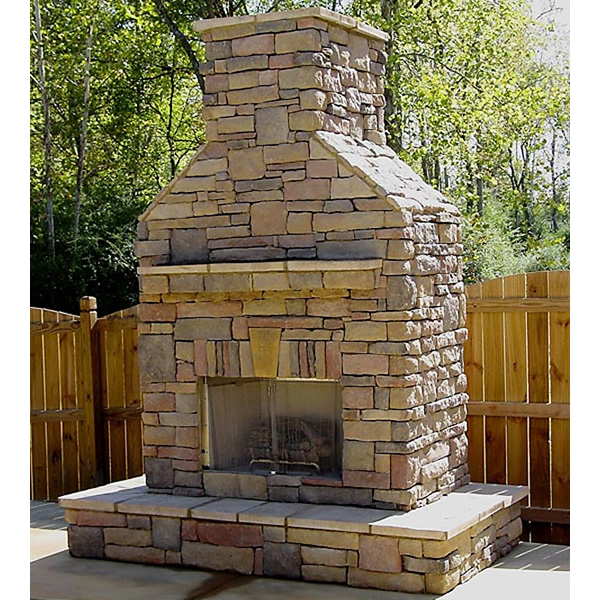 Elite Outdoor Custom Fireplace With Extended Hearth Surround