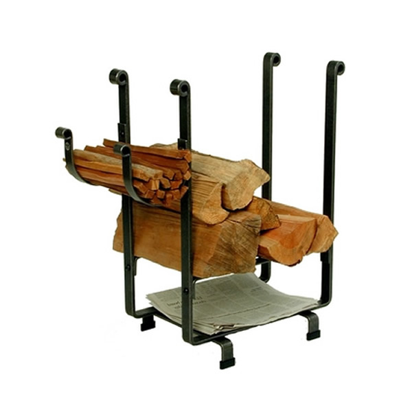 Rectangular Indoor Firewood Rack with Newspaper Rack WoodlandDirect