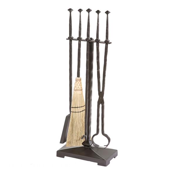 Forest Hill Fire Tool Set w/ Rust Broom (4 piece) Fireplace Tools, Stone