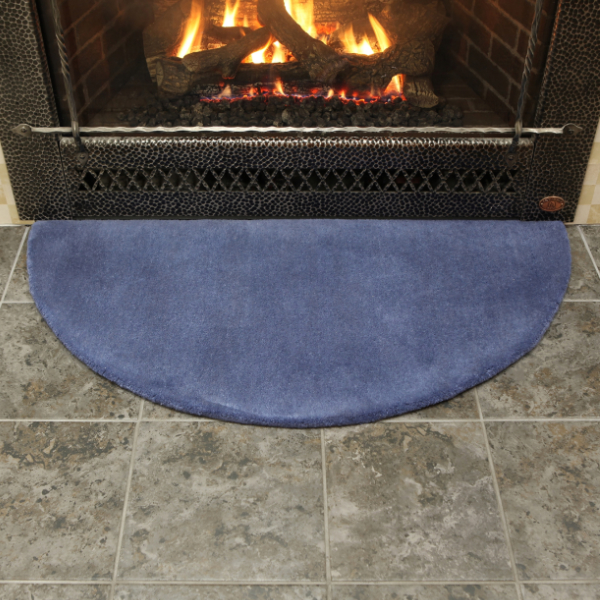 Minuteman Prussian Blue Half Round Wool Hearth Rug - 44