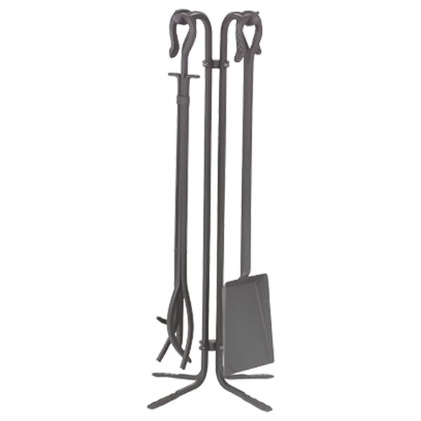 Hooked Natural Wrought Iron 4 Piece Tool Set