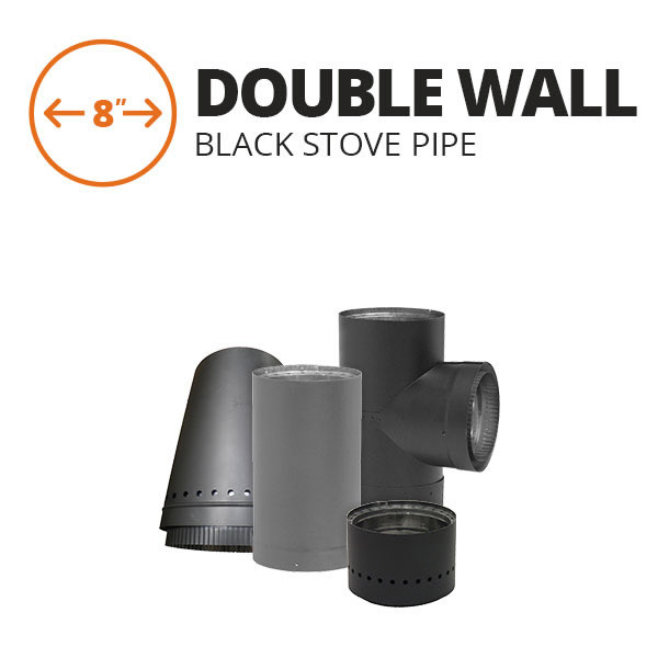 8" MetalFab Double Wall Black Stove Pipe Components Woodland Direct