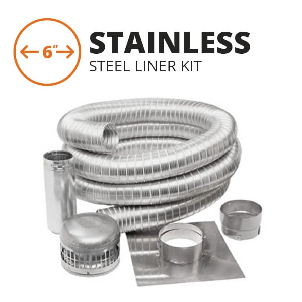 MetalFab Stainless Steel Chimney Liner Kit 6" Diameter Woodland Direct