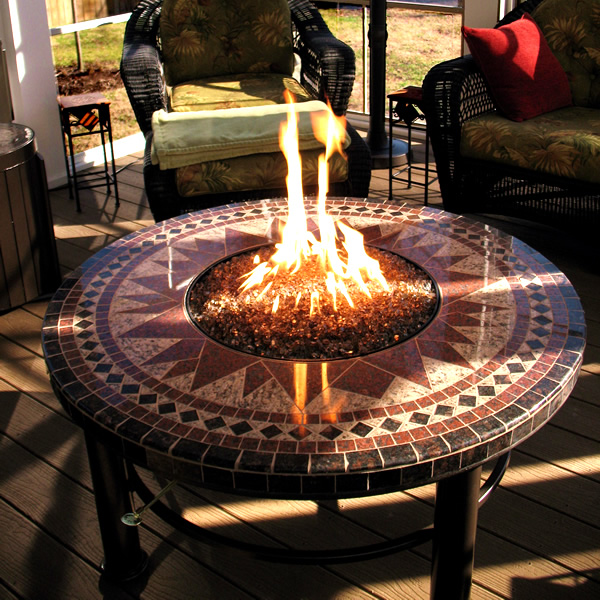 Mosaic Round Gas Fire Pit Table 45