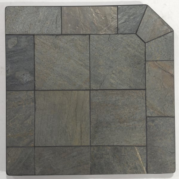 Heritage Corner Hearth Pad - Natural Silver Slate | Woodland Direct