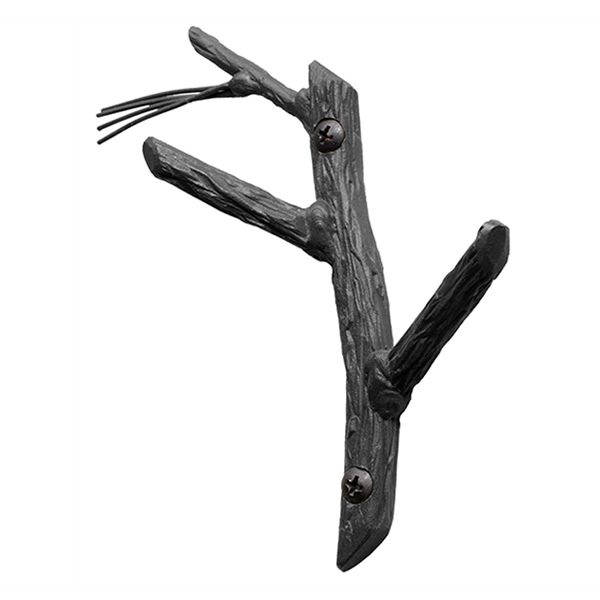 Pine Hook Double Black Fireplace Tools, Stone
