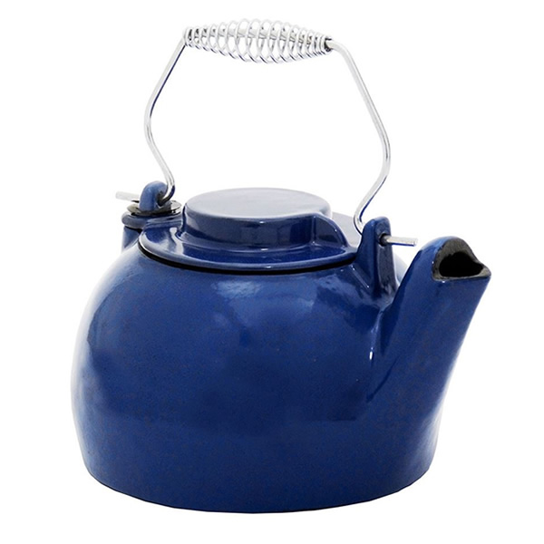 Porcelain Enamel Blue Wood Stove Kettle Steamers