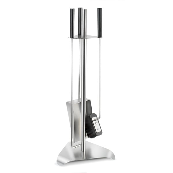 Stainless 4 Piece Fireplace Tool Set Triangular Base Blomus Stainless 4 Piece Fireplace Tool Set Triangular Base