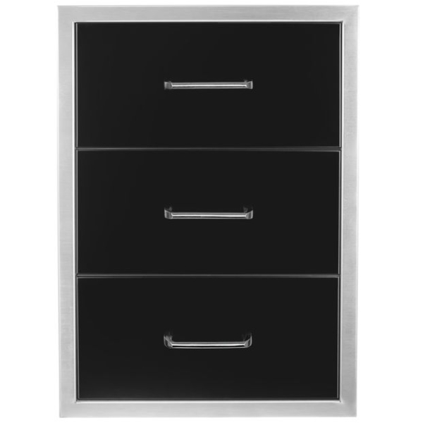 Wildfire Black SS Triple Drawer 19"x26" Woodland Direct